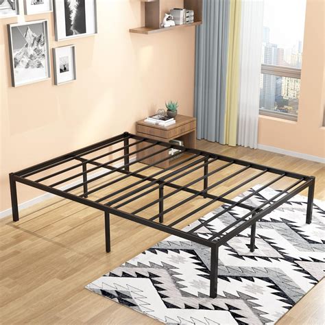 16 inch metal box bed frame|16 inch metal platform bed.